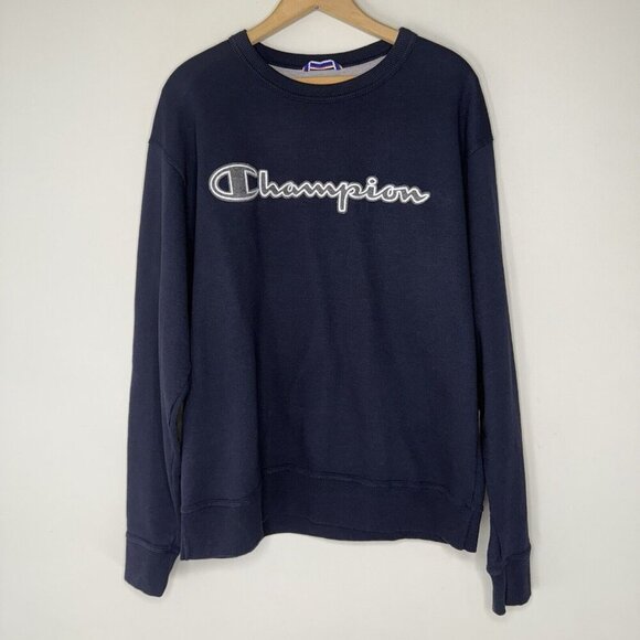 Champion Other - Champion Crew Neck Sweatshirt Pullover Navy Blue Retro Style Men’s Sz Large